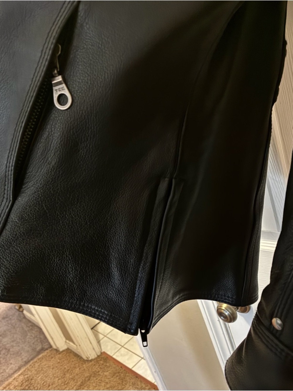 Classic Black Leather Motorcycle Jacket - Women's - Picture 4 of 8